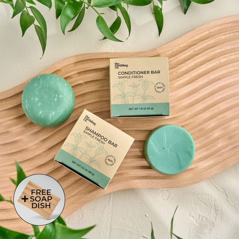 50% Off Shampoo & Conditioner for Hair Strength and Moisture + Free 4" Wooden Soap Dish