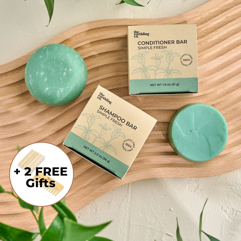 Shampoo & Conditioner For Hair Strength And Moisture + Free 4" Wooden Soap Dish and Bamboo Comb