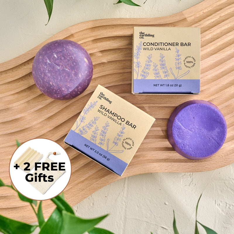 Shampoo & Conditioner For Hair Strength And Moisture + Free 4" Wooden Soap Dish and Sisal Soap Saver Bag