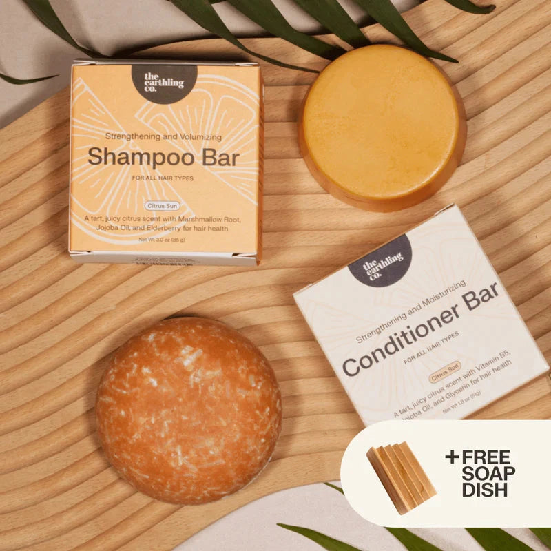 Shampoo & Conditioner for Hair Strength and Moisture + Free Soap Dish